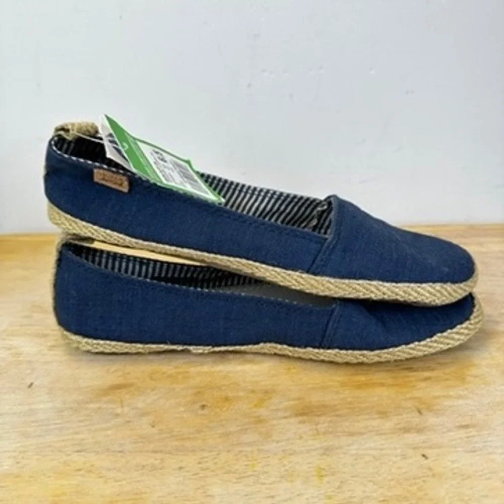 Sanuk Espie Slip On Espadrille‎ Women 6.5 Navy Yoga Mat Comfort Coastal Boho